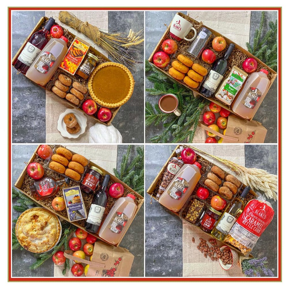Photo collage of gift baskets