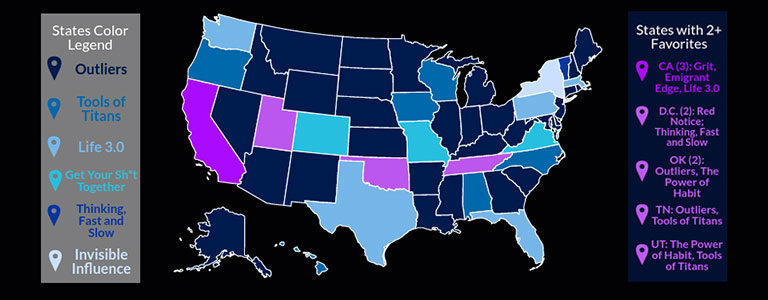 Map of US States and Their Favorite Bestselling Business Book.