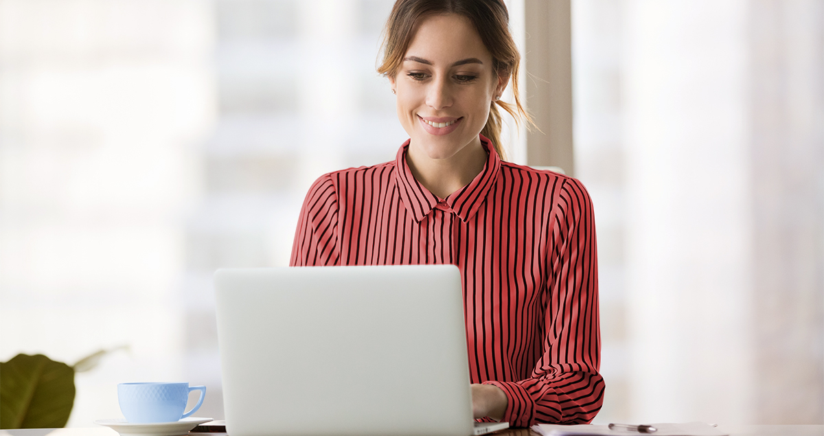 Woman working on a computer