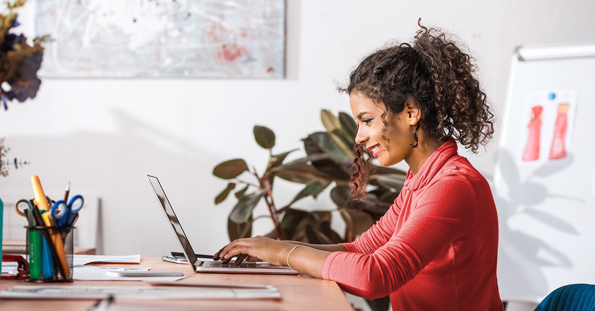 Woman working on a laptop