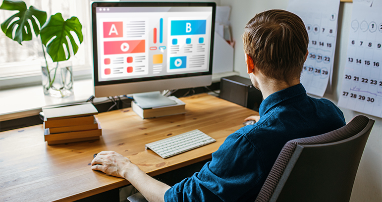 Person doing A/B testing on a computer