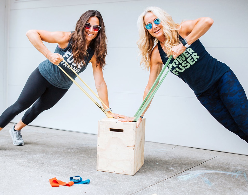 Two women excercising