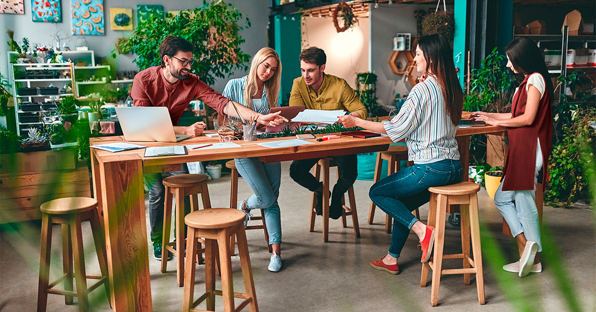 People collaborating at a desk