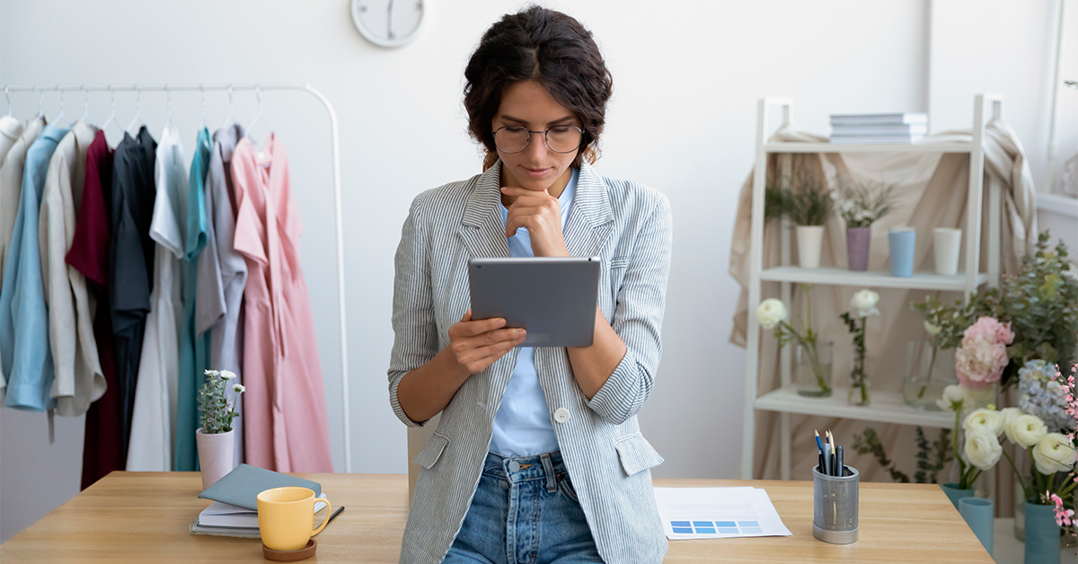 Woman looking at a tablet