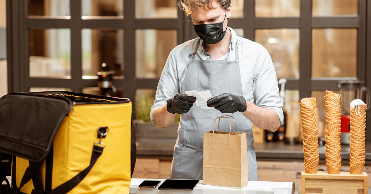 Man packaging a delivery