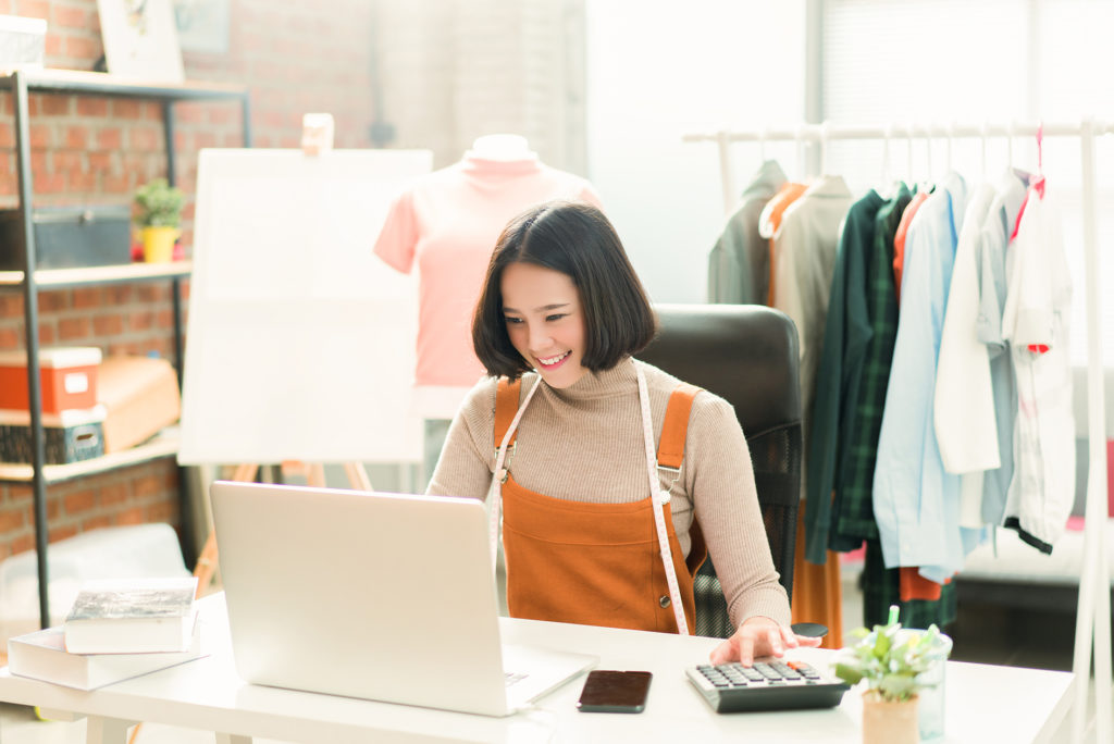 Woman working on a computer