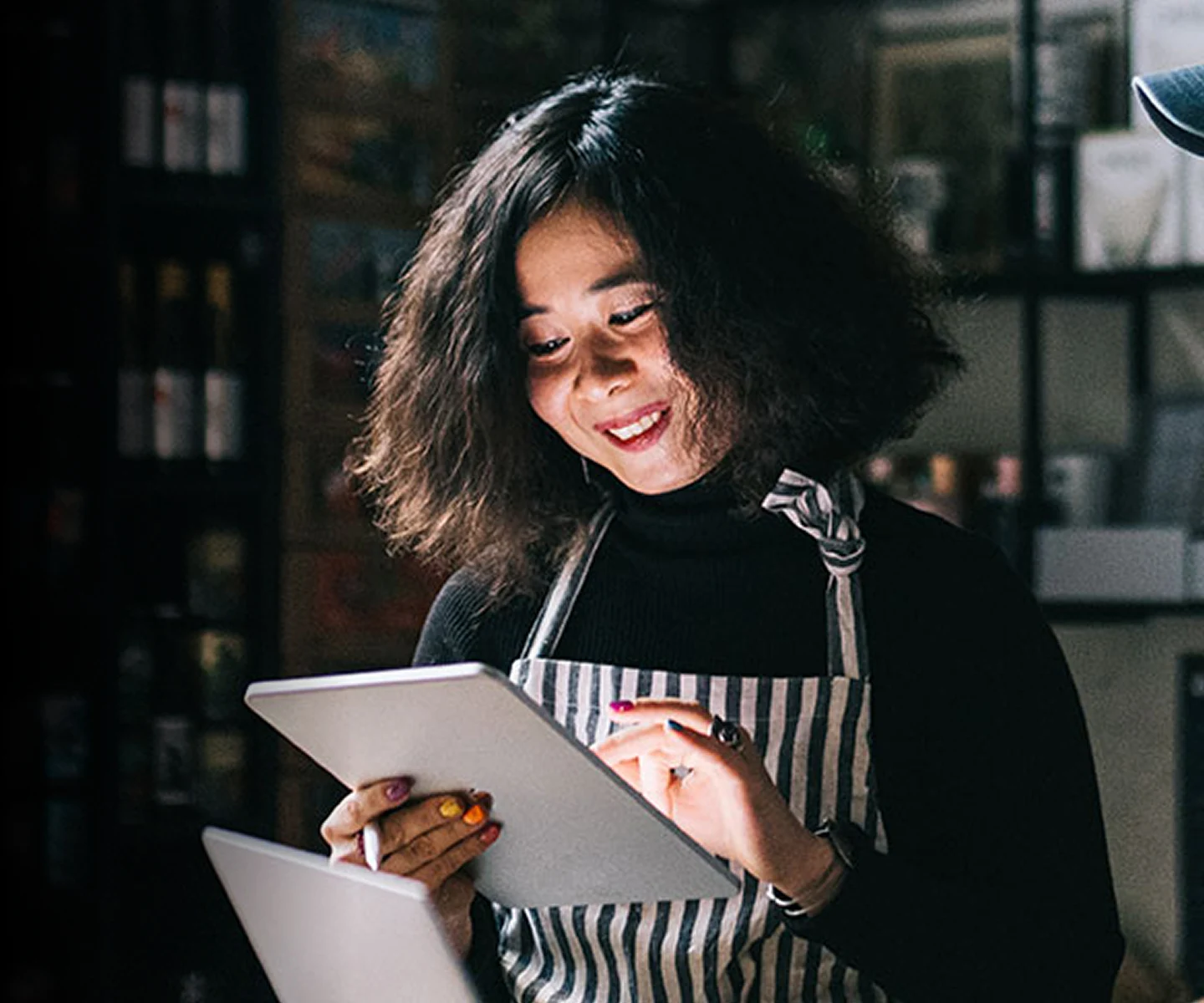 Business owner on a tablet